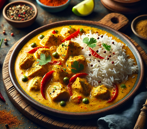 Poulet au curry et lait de coco